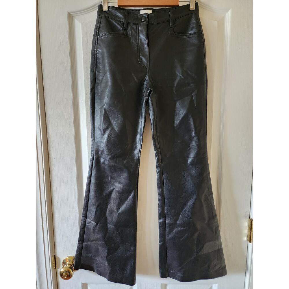 Wilfred Aritzia Beatrix Pants Faux Leather Black Size 0 Flare Bootcut Biker Chic